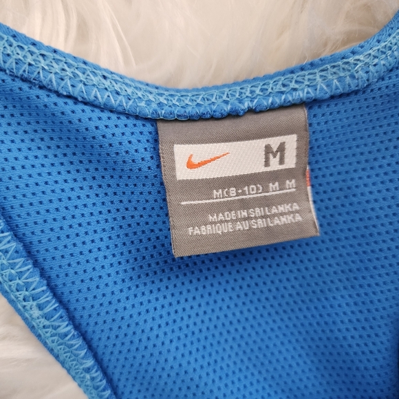 Women's Nike Athletic Racerback Tank Top. Light Blue with Polka Dots - Picture 2 of 5